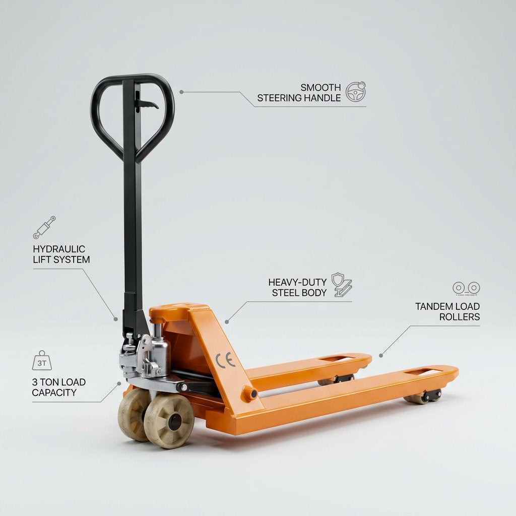Hand Pallet Truck 3 Ton Heavy Duty 550*1200 - BAS Kuwait Bab Al Saif