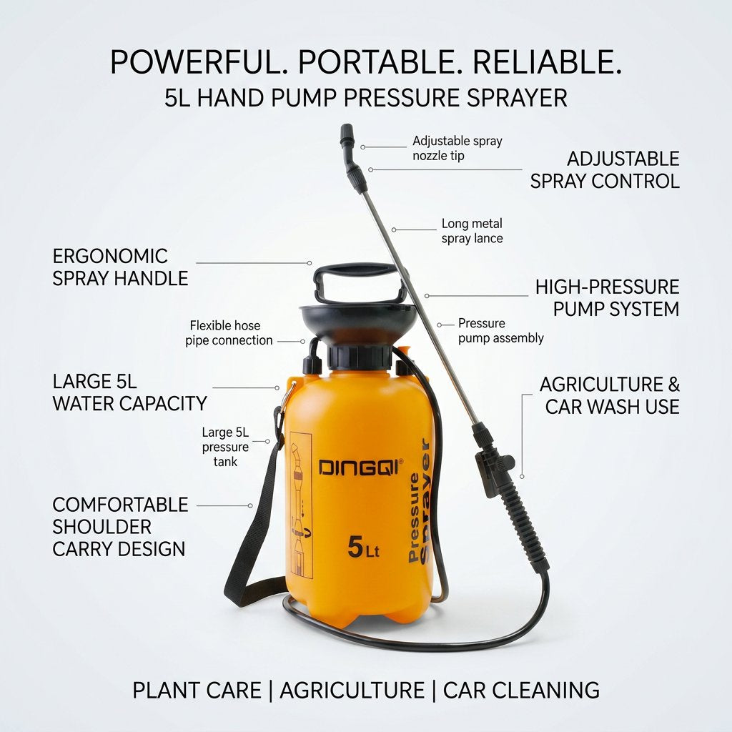 Hand Pump Sprayer Shoulder Strap Hand Water Sprayer 5L Agricultural And Car Wash DINGQI BRAND - BAS Kuwait Bab Al Saif