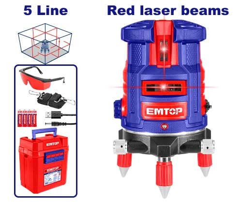 Laser level / Self-Leveling Line Laser Red Laser Machine 30m Range EMTOP BRAND - BAS Kuwait Bab Al Saif Standard Standard