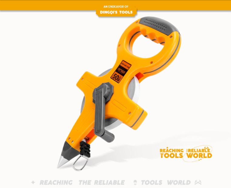 Long Steel Measure Tape Waterproof DINGQI BRAND - BAS Kuwait Bab Al Saif Standard 50 Meter