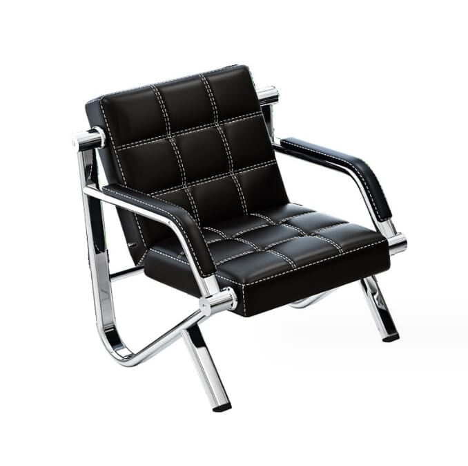 Modern Black Leather Chair & Sofa Stitched Set Reception Premium Finish – Office Chair & Lounge Furniture - BAS Kuwait Bab Al Saif Black 1 Seater