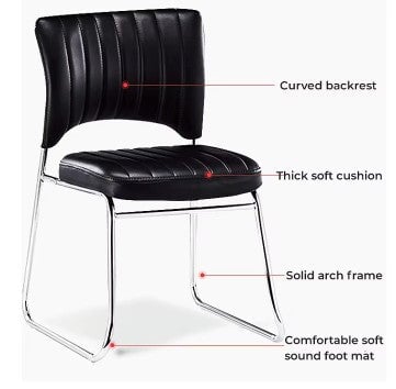 Office Chair Premium Stacking Chrome Conference Mid-Back Leather Design - BAS Kuwait Bab Al Saif