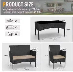 Outdoor Ratan Table & Chairs set Garden furniture - BAS Kuwait Bab Al Saif