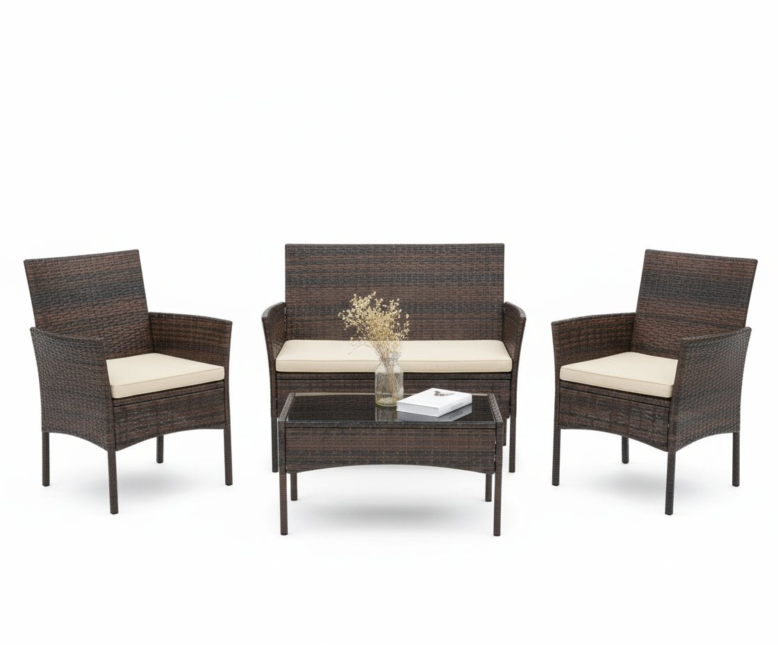 Outdoor Ratan Table & Chairs set Garden furniture - BAS Kuwait Bab Al Saif
