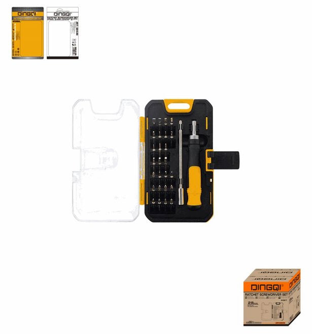 Precision Ratchet Screwdriver & bits set 28pcs DINGQI BRAND - BAS Kuwait Bab Al Saif Standard Standard