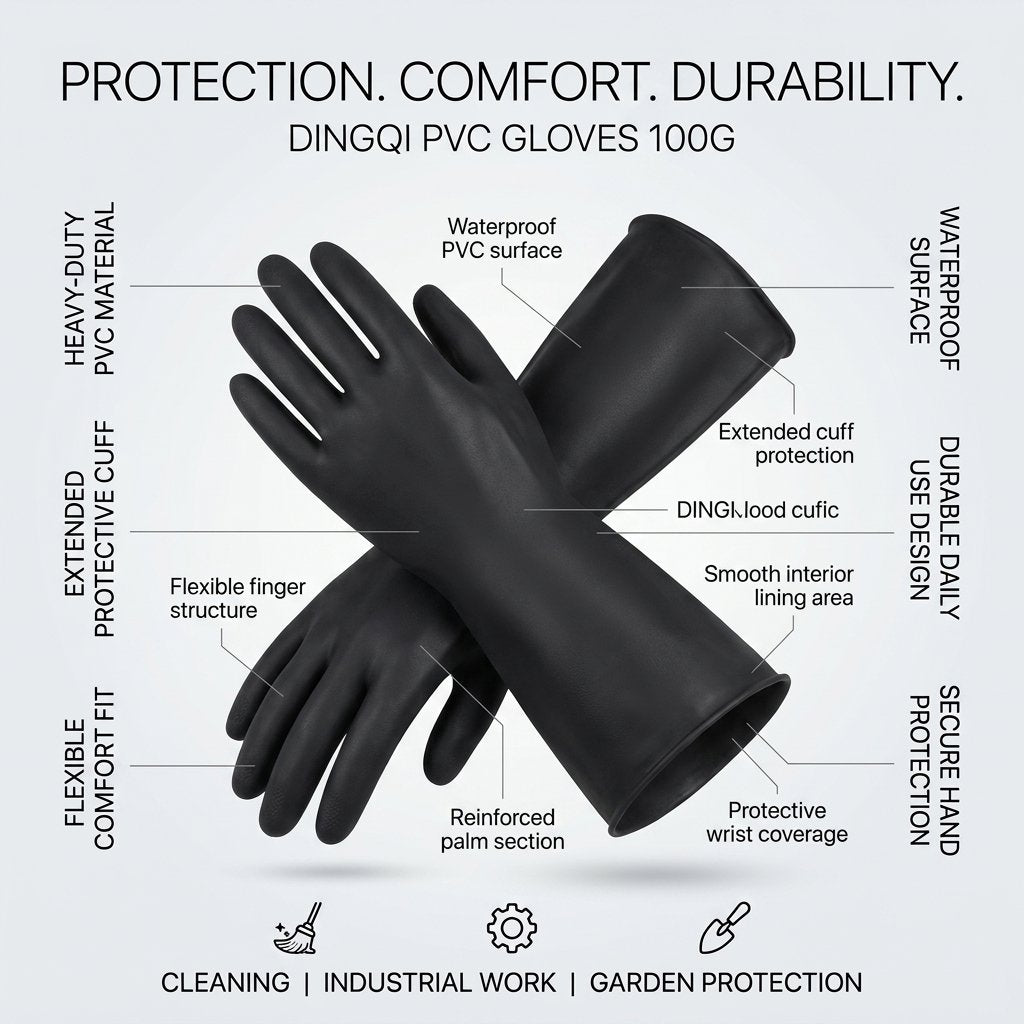 PVC Gloves 100G Dingqi Brand - BAS Kuwait Bab Al Saif