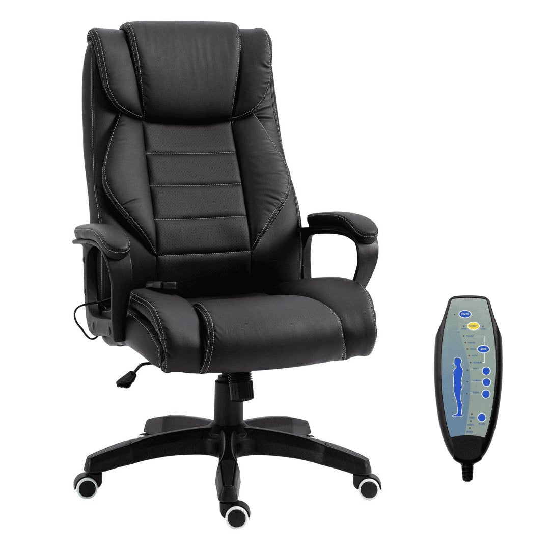 Reclining Office Chair with Massager - BAS Kuwait Bab Al Saif Black Standard