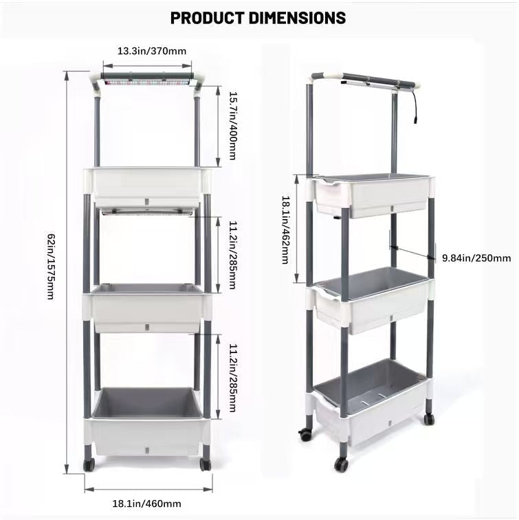 Self-Watering 3-Layer Indoor Gardening Rack with LED Grow Lights | Indoor Plants Growing System - BAS Kuwait Bab Al Saif