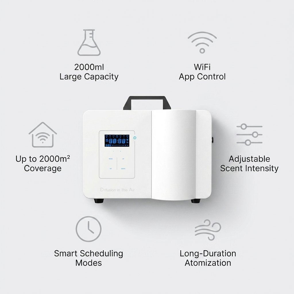 Smart Aroma Diffuser 2000ml WiFi App Control – 2000m² Coverage - BAS Kuwait Bab Al Saif