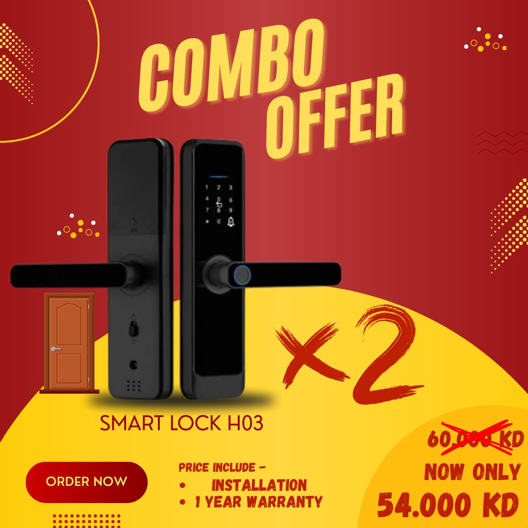 Smart Lock 2-Piece Combo Offer - BAS Kuwait Bab Al Saif Smart Lock x 2PC with Installation