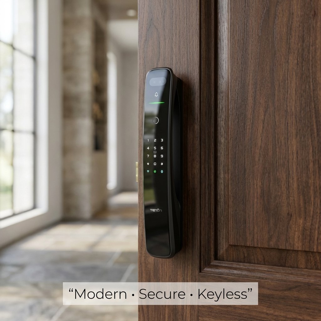 Smart Lock A9pro - Keyless Entry - Face & Palm Recognition, Fingerprint, Pass code, key card, Mobile App (Wifi), Video Intercom System - BAS Kuwait Bab Al Saif