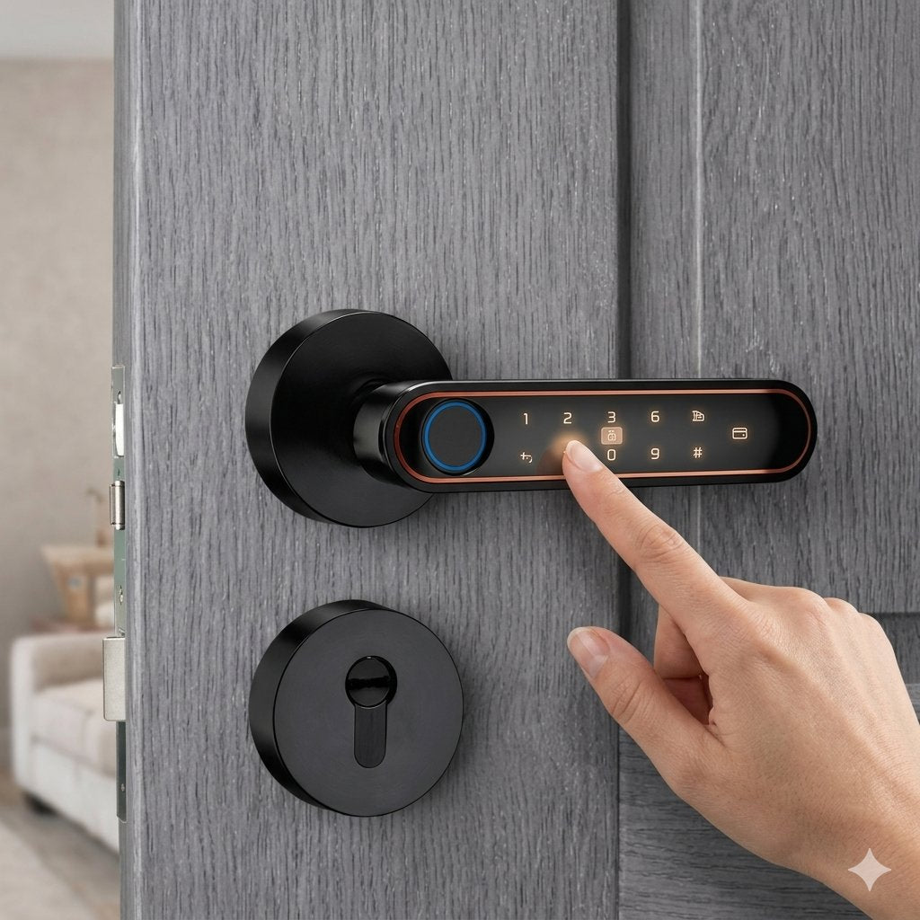Smart Lock f22 - Keyless Entry - Fingerprint, Pass code, key card, Mobile App - BAS Kuwait Bab Al Saif