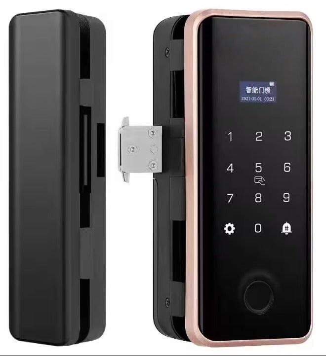 Smart Lock For Glass Door - Keyless Entry - Fingerprint, Pass code, key card, Mobile App (Wifi) - BAS Kuwait Bab Al Saif Standard Without Fitting