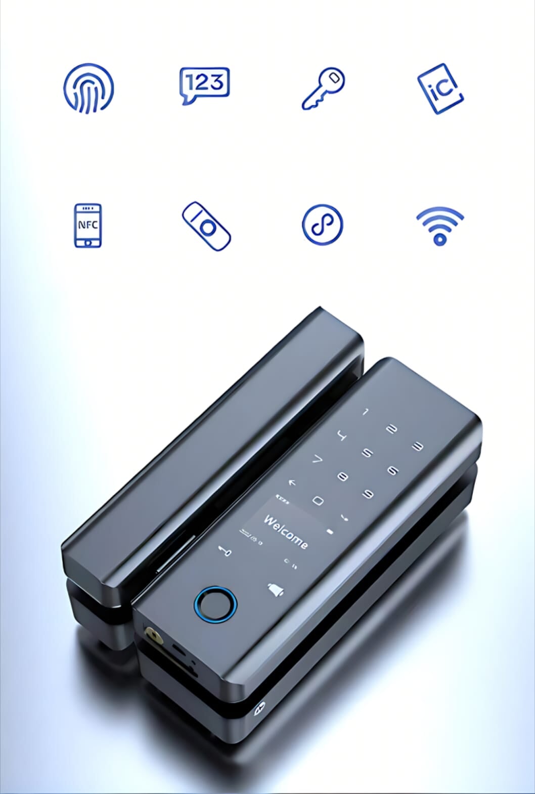 Smart Lock G22 For Glass Door - Keyless Entry - Fingerprint, Pass code, key card, Mobile App (Wifi) - BAS Kuwait Bab Al Saif
