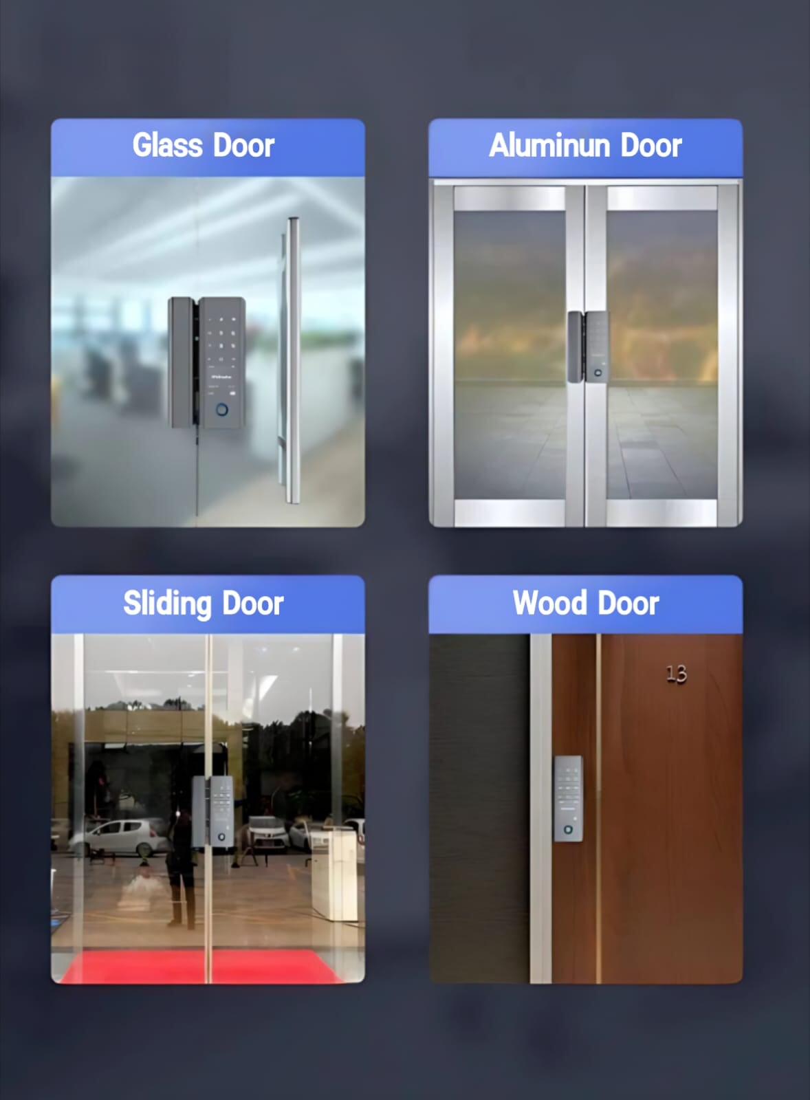 Smart Lock G22 For Glass Door - Keyless Entry - Fingerprint, Pass code, key card, Mobile App (Wifi) - BAS Kuwait Bab Al Saif