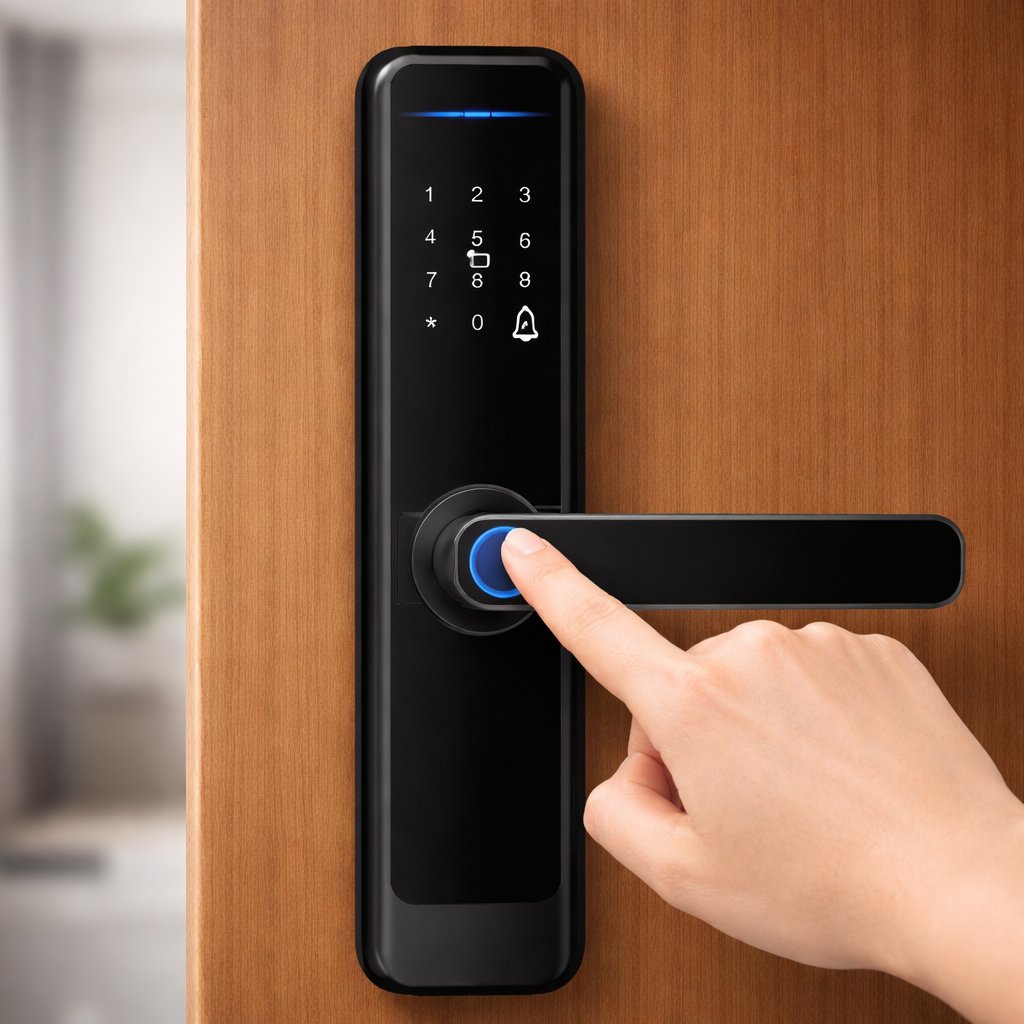 Smart Lock H03 - Keyless Entry - Fingerprint, Pass code, key card, Mobile App (Wifi ) - BAS Kuwait Bab Al Saif