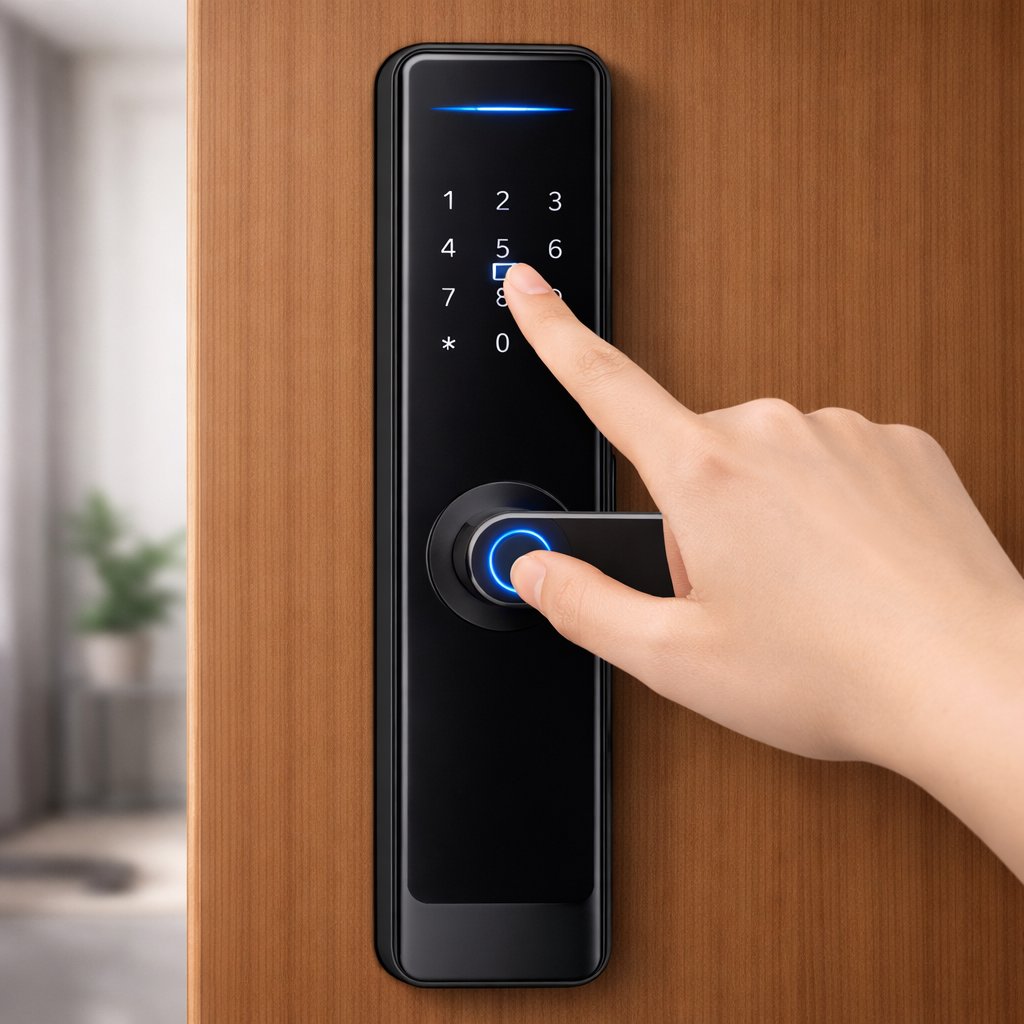 Smart Lock H03 - Keyless Entry - Fingerprint, Pass code, key card, Mobile App (Wifi ) - BAS Kuwait Bab Al Saif
