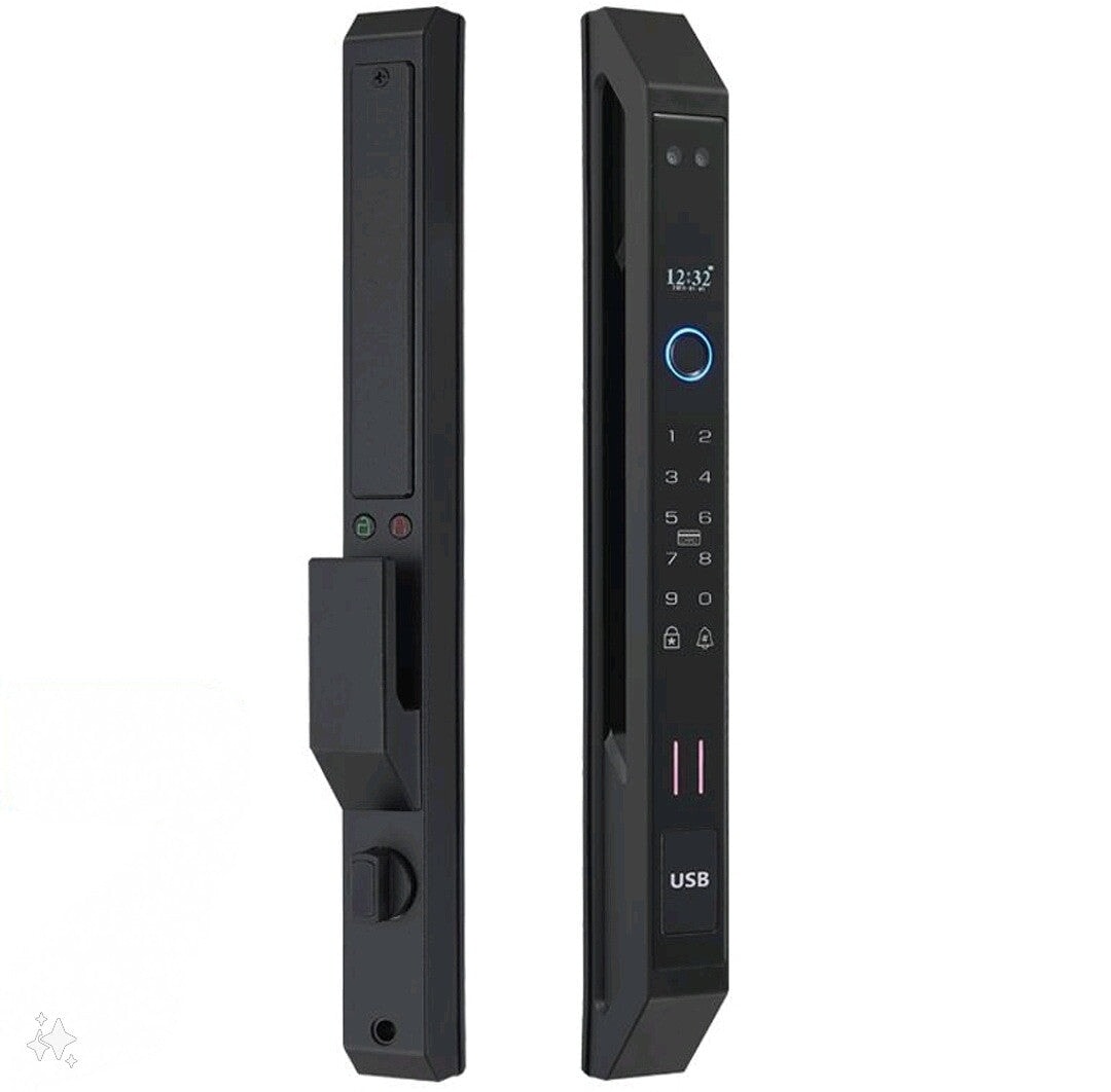 Smart Lock J04 - Keyless Entry - Face Recognition, Fingerprint, Pass code, key card, Mobile App (Wifi) Rechargeable Battery - BAS Kuwait Bab Al Saif Standard Without Fitting