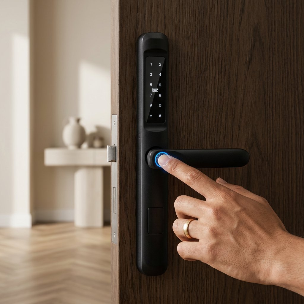 Smart Lock K9 - Keyless Entry - Fingerprint, Pass code, key card, Mobile App (Wifi) - BAS Kuwait Bab Al Saif
