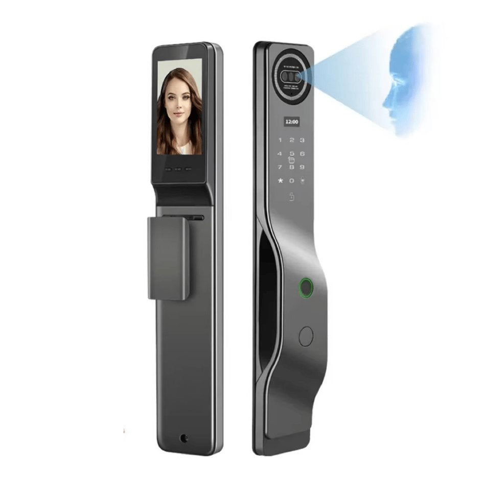 Smart Lock M7 - Keyless Entry - Face Recognition, Fingerprint, Pass code, key card, Mobile App (Wifi), Video Intercom System - BAS Kuwait Bab Al Saif