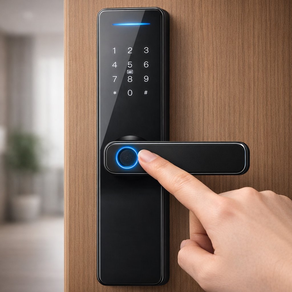 Smart Lock QL811 - Keyless Entry - Fingerprint, Pass code, key card, Mobile App - BAS Kuwait Bab Al Saif