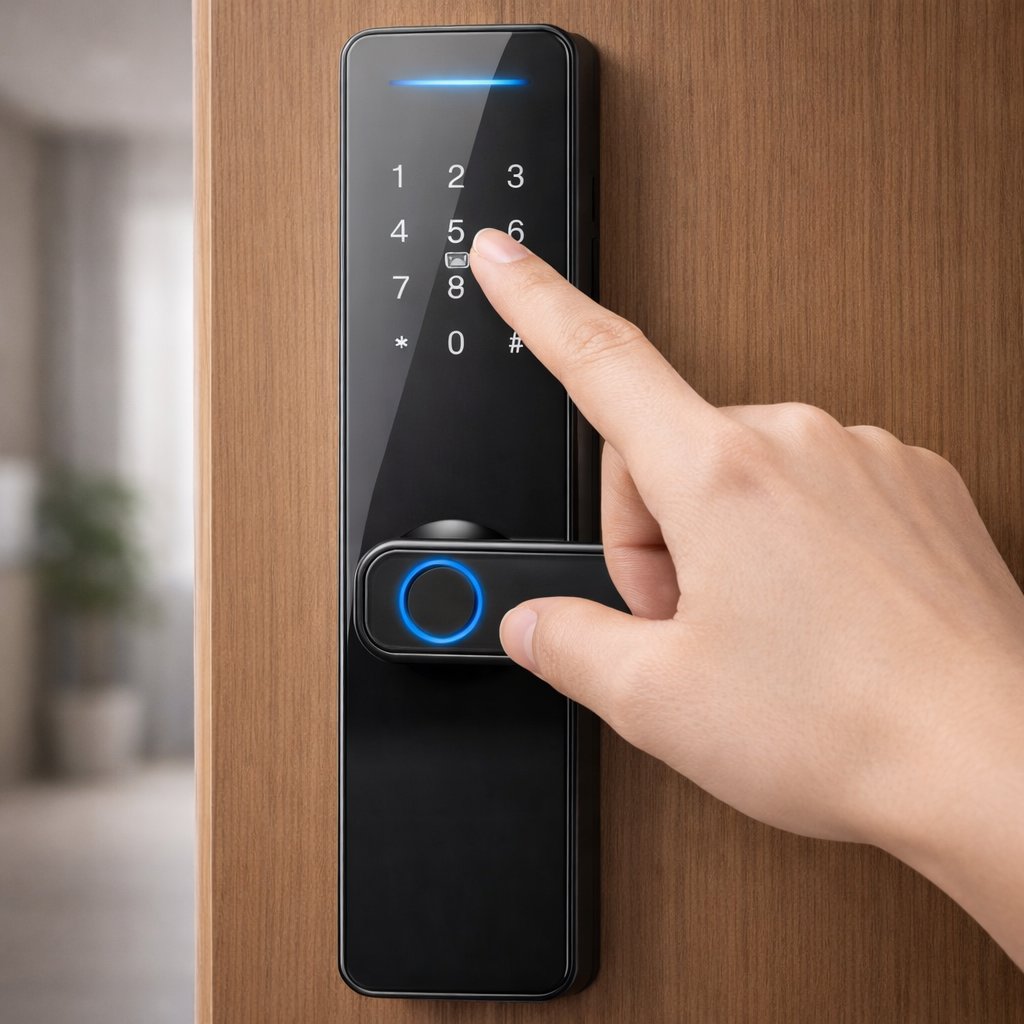 Smart Lock QL811 - Keyless Entry - Fingerprint, Pass code, key card, Mobile App - BAS Kuwait Bab Al Saif