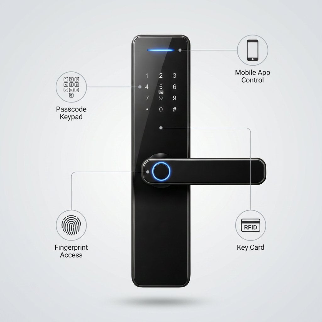 Smart Lock QL811 - Keyless Entry - Fingerprint, Pass code, key card, Mobile App - BAS Kuwait Bab Al Saif