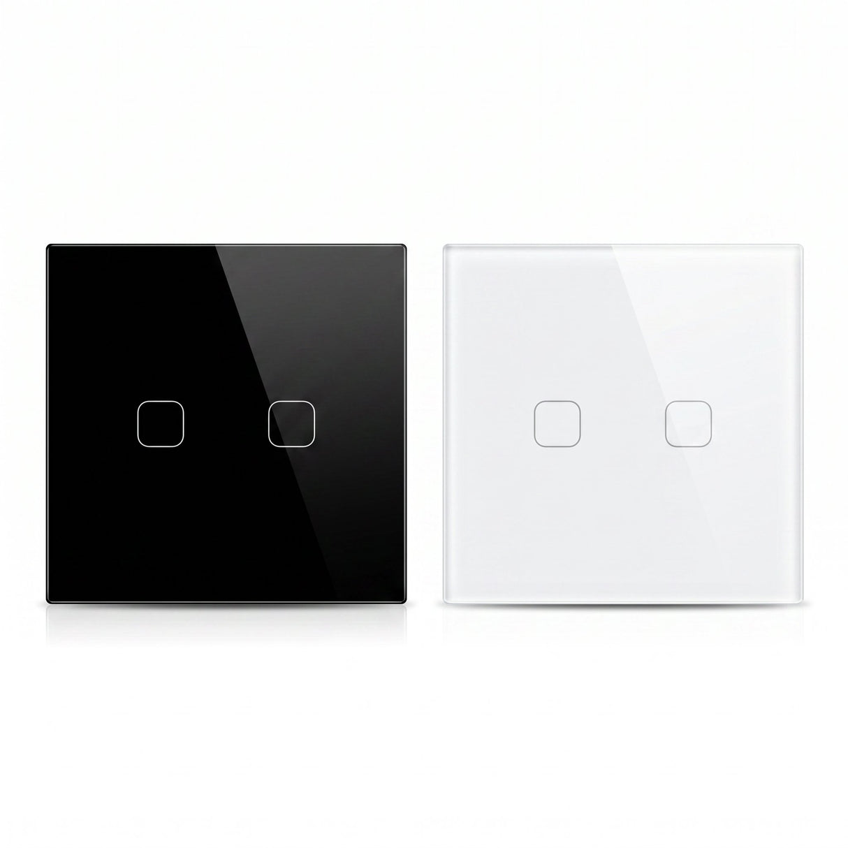 2 Gang WiFi smart touch switch in black and white glass panel - Bab Al Saif Kuwait