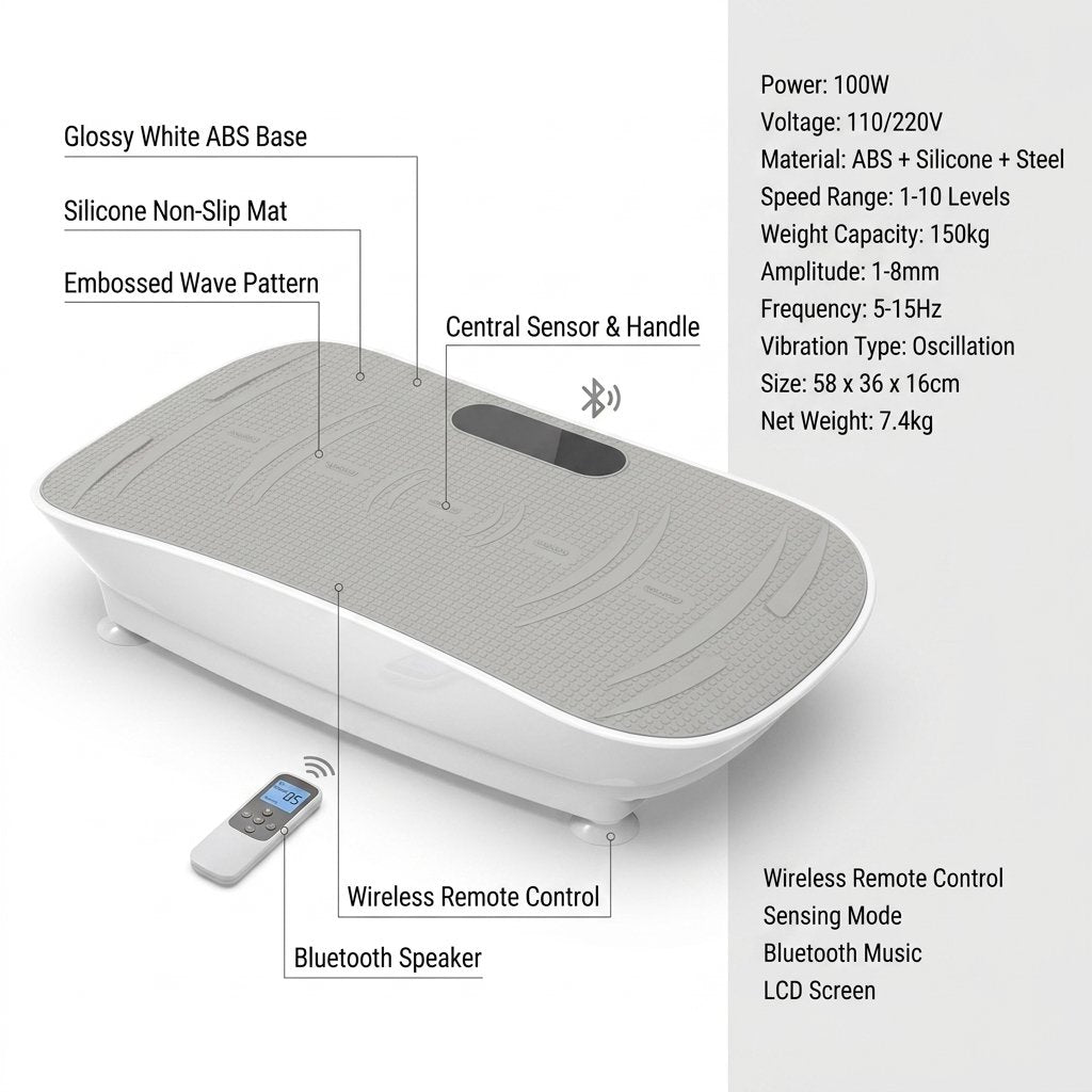 Smart Vibration Plate with Bluetooth Music LCD Screen - BAS Kuwait Bab Al Saif