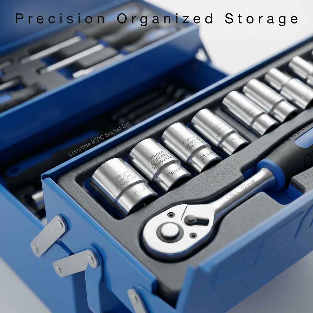 Socket set 85pc with tools box - BAS Kuwait Bab Al Saif