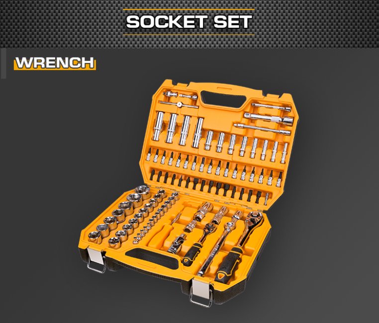 Socket Wrench Set for Auto Repair 93pcs set ( 1/4 - 1/2 ) DINGQI BRAND - BAS Kuwait Bab Al Saif Standard Standard