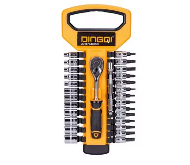 Socket Wrench Tool Set Chrome Vanadium 28Pcs 1/4" Auto Hand Tool DINGQI BRAND - BAS Kuwait Bab Al Saif Standard Standard