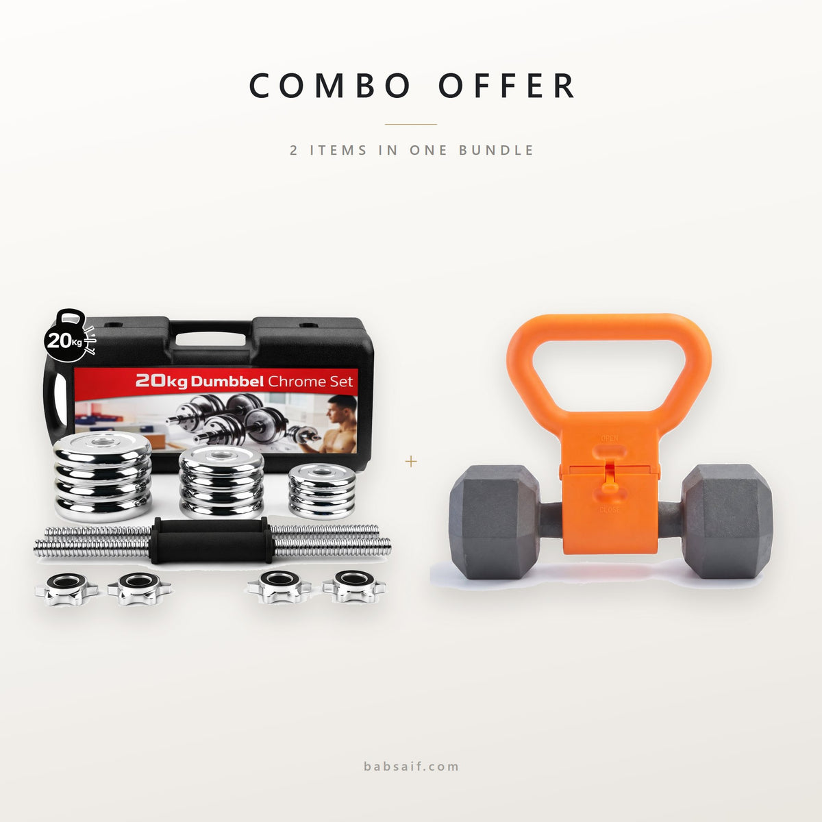 Combo offer: 20kg dumbbell set and kettlebell grip adapter