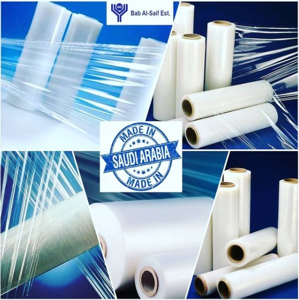 Stretch film for pallet, furniture, cartoons packaging transparent ( clear ) and black - BAS Kuwait Bab Al Saif Transparent B- 2 Kg CTN / 6 Rolls