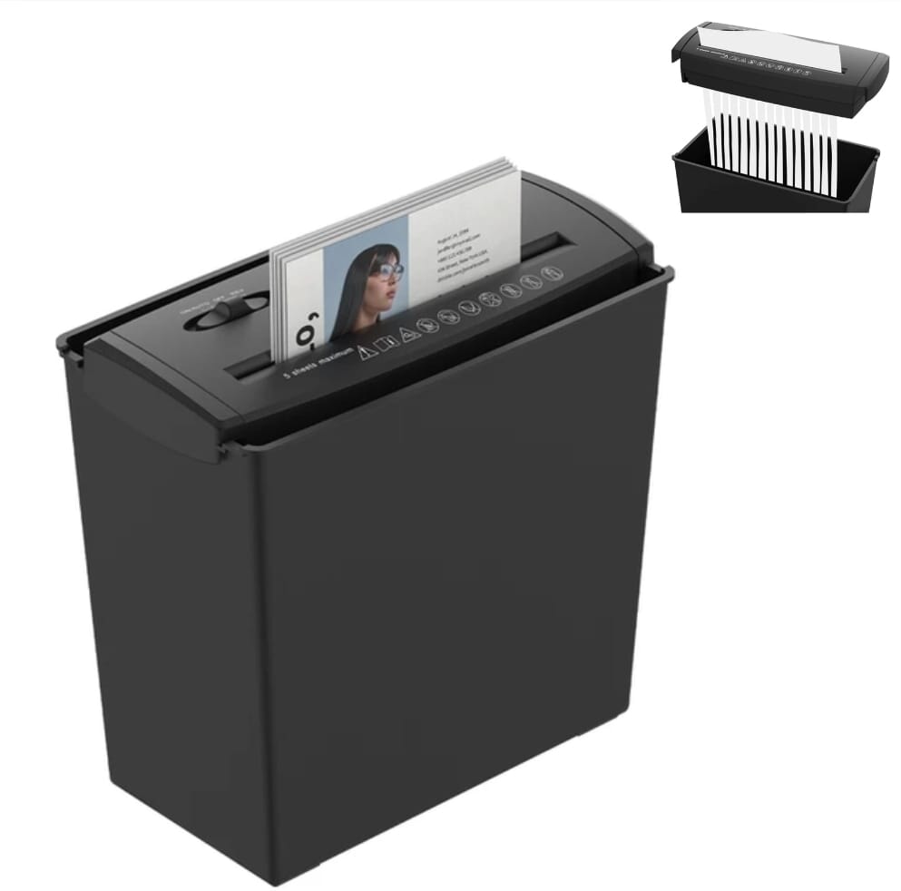 Strip cut paper shredder 5 sheets 10L Mini Shredder machine - BAS Kuwait Bab Al Saif Black 10L