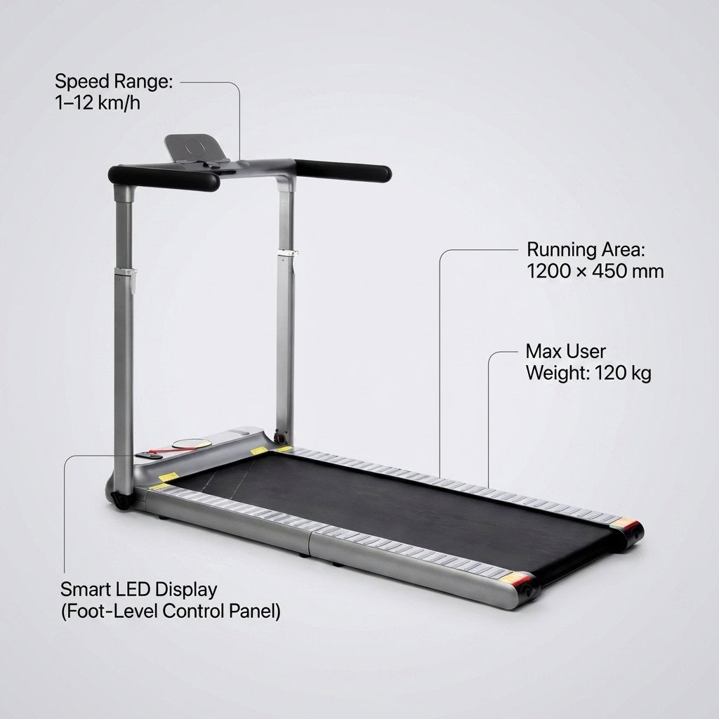Treadmill 1200 x 450mm Foldable For Walking And Home Exercise - BAS Kuwait Bab Al Saif