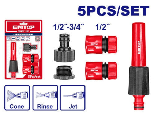 Twist Nozzle For Garden Set 5 pc - BAs Kuwait Bab Al Saif Standard Standard