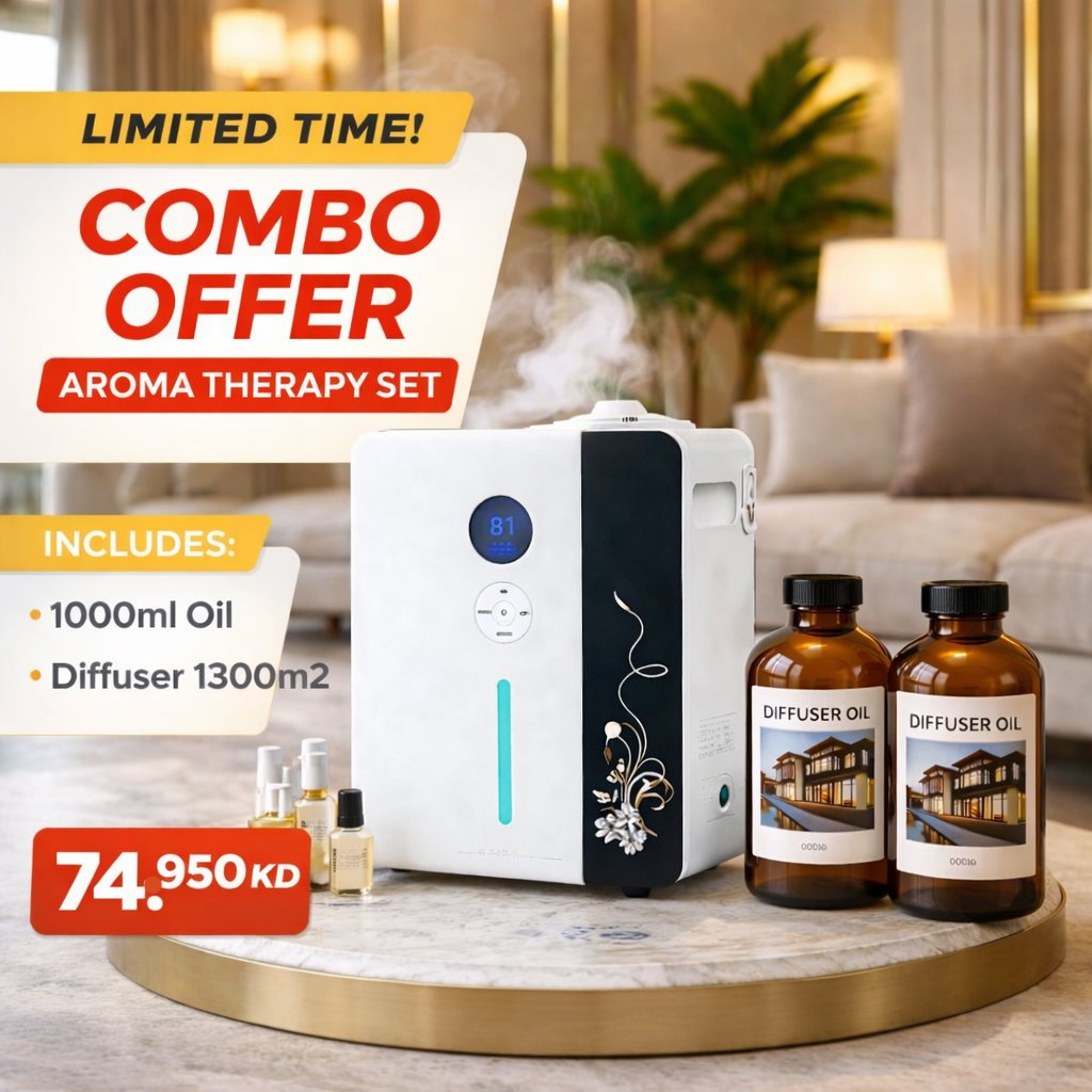 WiFi Smart Aroma Diffuser 1000ml for Large Spaces with 1000ml Oil Bundle - BAS Kuwait Bab Al Saif 1300m2 Park Hyat 500ML x 2 PC