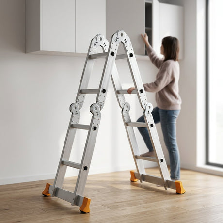 12-Step Multi-Purpose Aluminum Ladder DINGQI Brand 3.7m – Heavy Duty Ladder for Home & Office Use - BAS Kuwait Bab Al Saif 