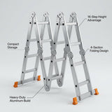 16 -Step Multi-Purpose Aluminum Ladder DINGQI Brand – Heavy Duty Ladder for Home & Office Use - BAS Kuwait Bab Al Saif 