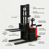 2 Ton Stand-Driving Electric Forklift Stacker | 24V Lithium Battery | Adjustable Fork | Compact Warehouse Lifter 2.5m - BAS Kuwait Bab Al Saif 