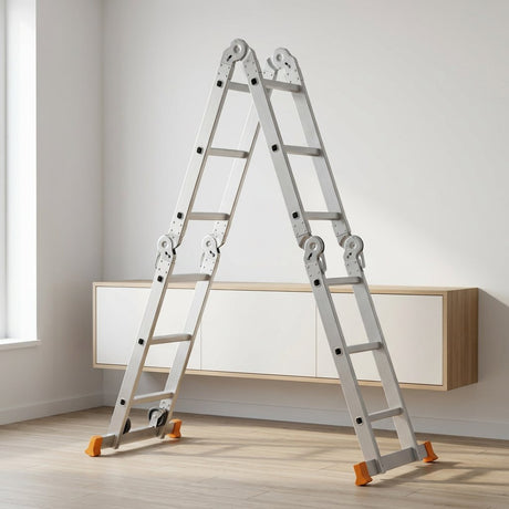 20 - Step Multi-Purpose Aluminum Ladder DINGQI Brand 5.7m – Heavy Duty Ladder for Home & Office Use - BAS Kuwait Bab Al Saif 