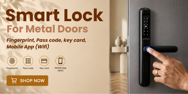 Smart lock for metal doors - fingerprint, passcode, key card, app