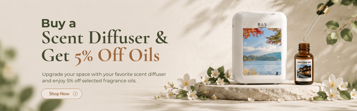 Buy a scent diffuser and get 5% off fragrance oils