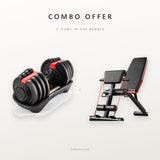 Combo offer: 3-in-1 adjustable dumbbell barbell kettlebell and weight bench