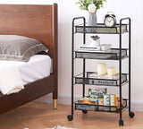 4 Layer Storage Rack with wheels (rectangle shaped) - BAS kuwait Bab Al Saif Black 85 × 26 × 44 cm 