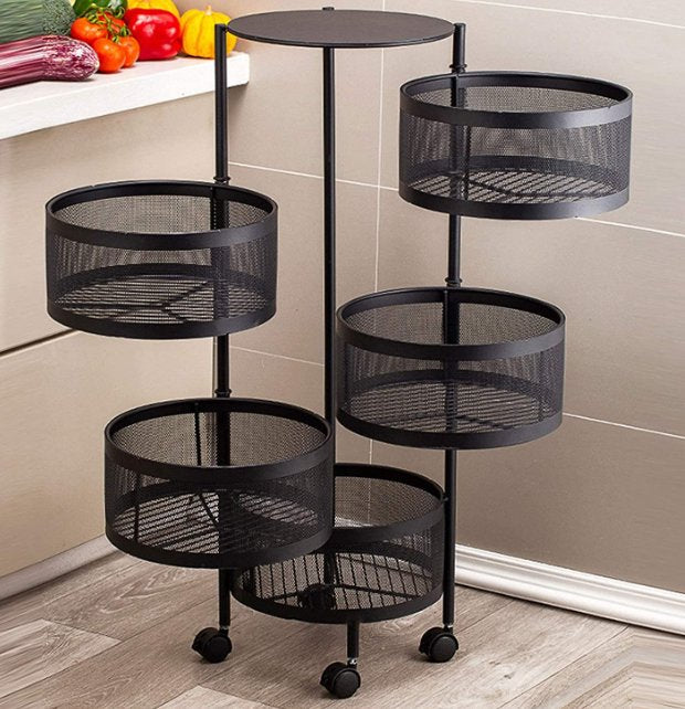 5 Layer Rack with wheels (round shaped) - BAS kuwait Bab Al Saif Black Standard 