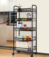 5 Layer Storage Rack with wheels (rectangle shaped) - BAS Kuwait Bab Al Saif Black W44 × D27 × H104 cm 