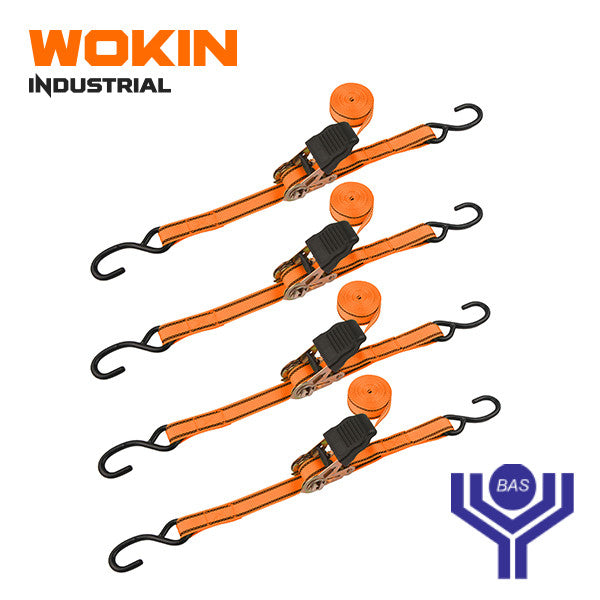 Industrial Ratchet Tie Down Straps set (4 Pcs) Wokin Brand - BAS Kuwait