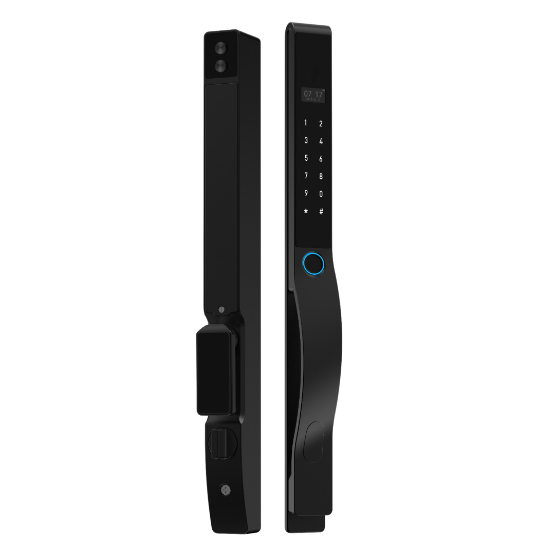 Smart Lock SL10 - Keyless Entry - Face id, Fingerprint, Pass code, key card, Mobile App (Wifi) Rechargeable Battery - BAS Kuwait